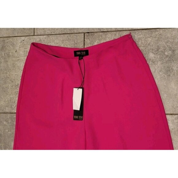 New Fuscia Pink Wide Leg High Rise Side Zip Dress Pants Sz 12 Truth By Republic - Picture 2 of 7